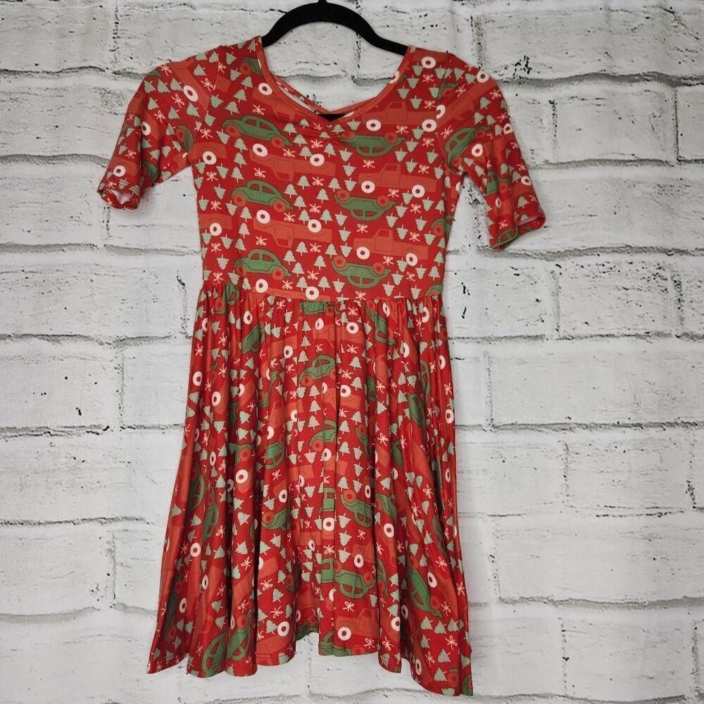 Dotdotsmile Girl Size 7 Ballerina Dress Red Stretch Christmas Tree Truck Holiday